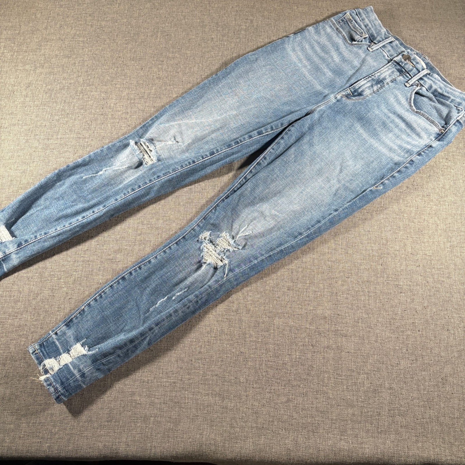 Good American Skinny Jeans Womens 6/28 Blue Distressed Frayed Hem Gwcch075t